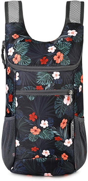 Borsa da Viaggio Flessibile Leggera Borsa da Giorno Piccola 130g Borsa da Viaggio Universale Portatile Borsa da Viaggio per Escursioni e Ciclismo (Fiori Nero)