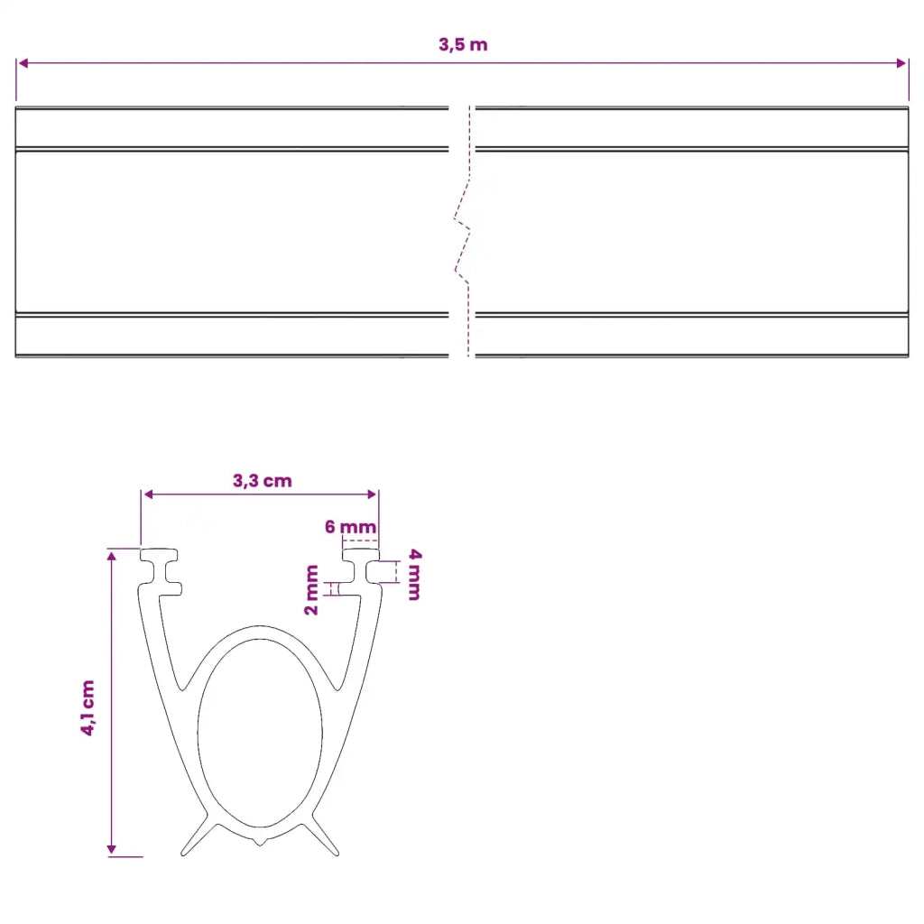 Sigillo Porta Garage Nero 41 x 33 mm 3,5 m PVC 42038294