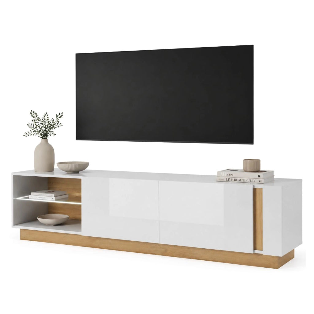 Kahadada, Mobile Porta tv 2 Ripiani, 188x40x46h cm Marrone Rovere Nodi