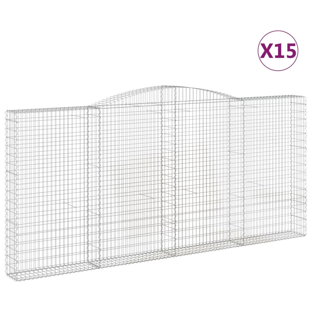 Cesti Gabbioni ad Arco 15 pz 400x30x180/200 cm Ferro Zincato