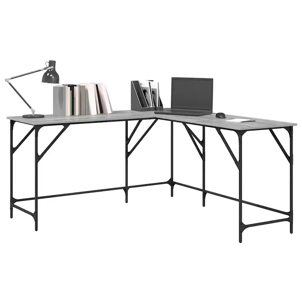 Scrivania Grigio Sonoma 149x149x75 cm in Legno Multistrato 837585