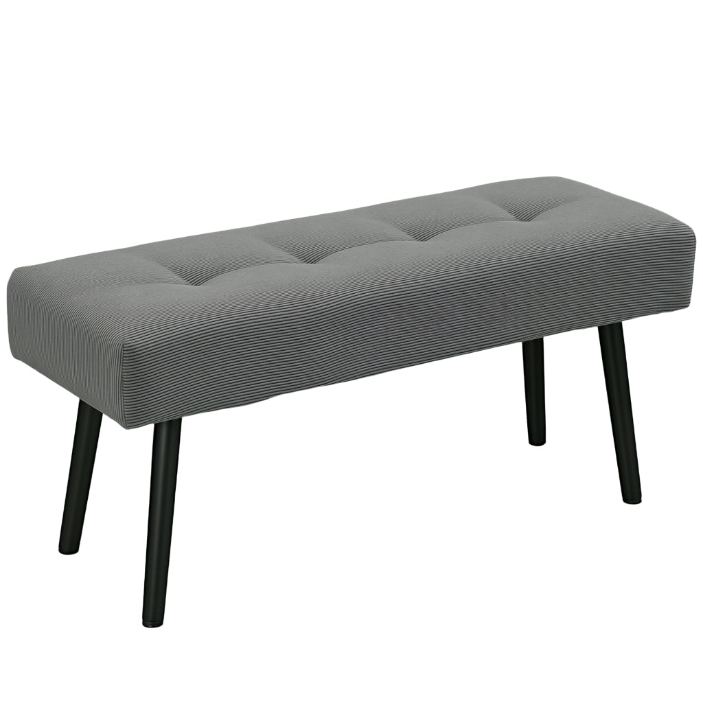 Panca Fondoletto 100x36x45 cm in Tessuto Effetto Velluto a Coste Grigio