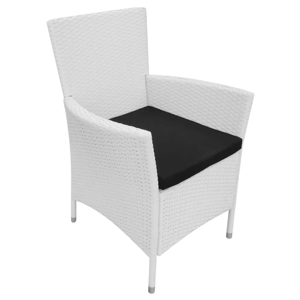 Set da Pranzo da Giardino 9 pz in Polyrattan Bianco Crema 42500