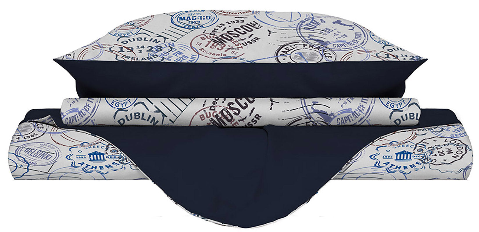 Copripiumino Matrimonale con Federe Stampato in Microfibra Travel Life