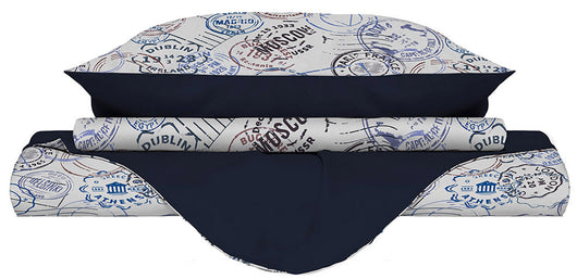 Copripiumino 1 Piazza e Mezzo con Federe Stampato in Microfibra Travel Life