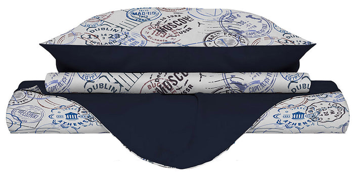 Copripiumino 1 Piazza e Mezzo con Federe Stampato in Microfibra Travel Life