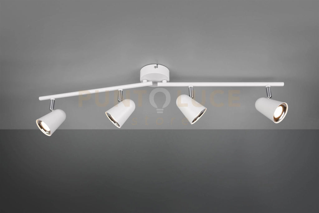 TOULOUSE BARRA 4 SPOTS LED 14W 1600lm, 3000K BIANCO SATINATO CON BORDO CROMATO L. 78CM
