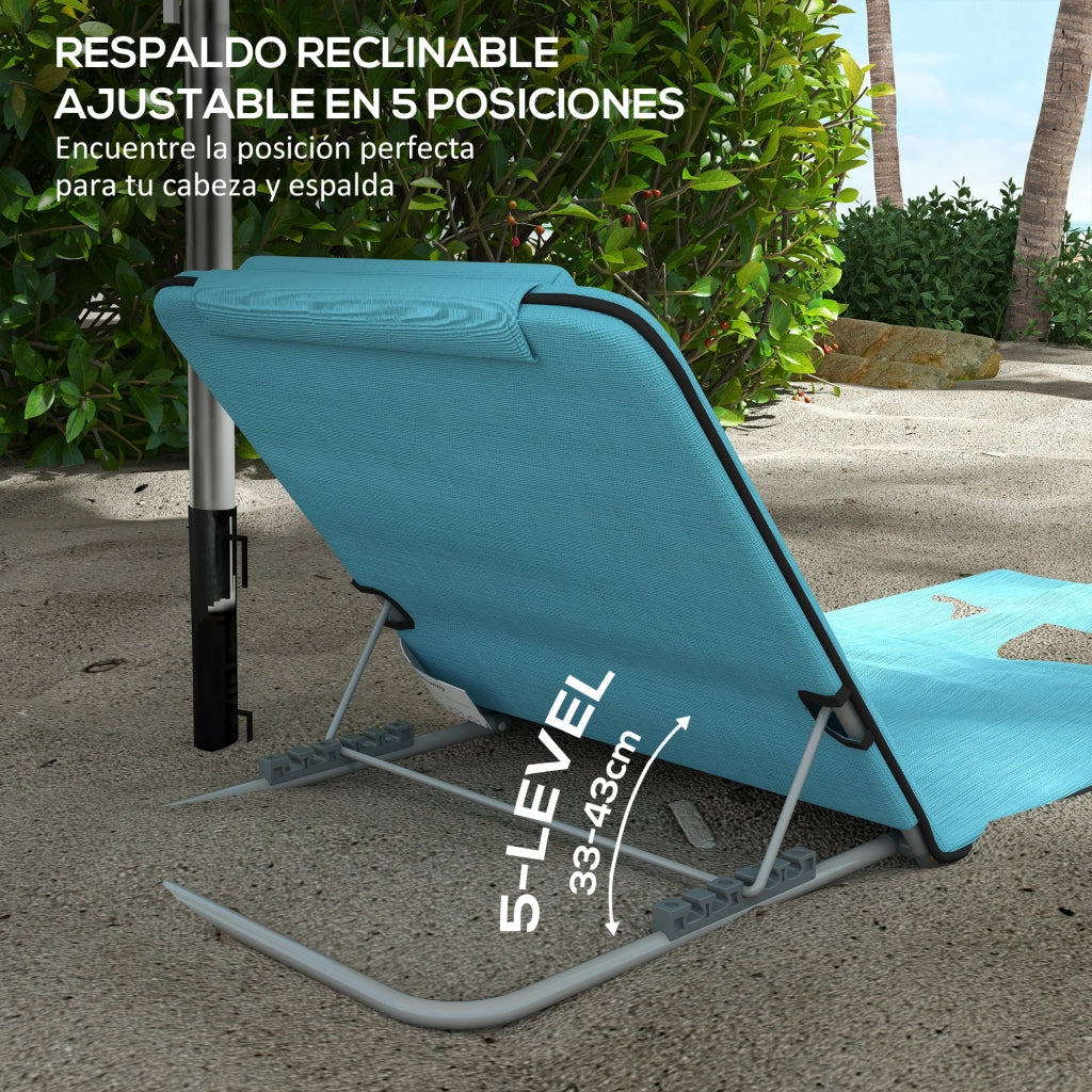 Divano 2 posti reclinabile ¨C zephmum ¨C 134x48x33-43 cm blu
