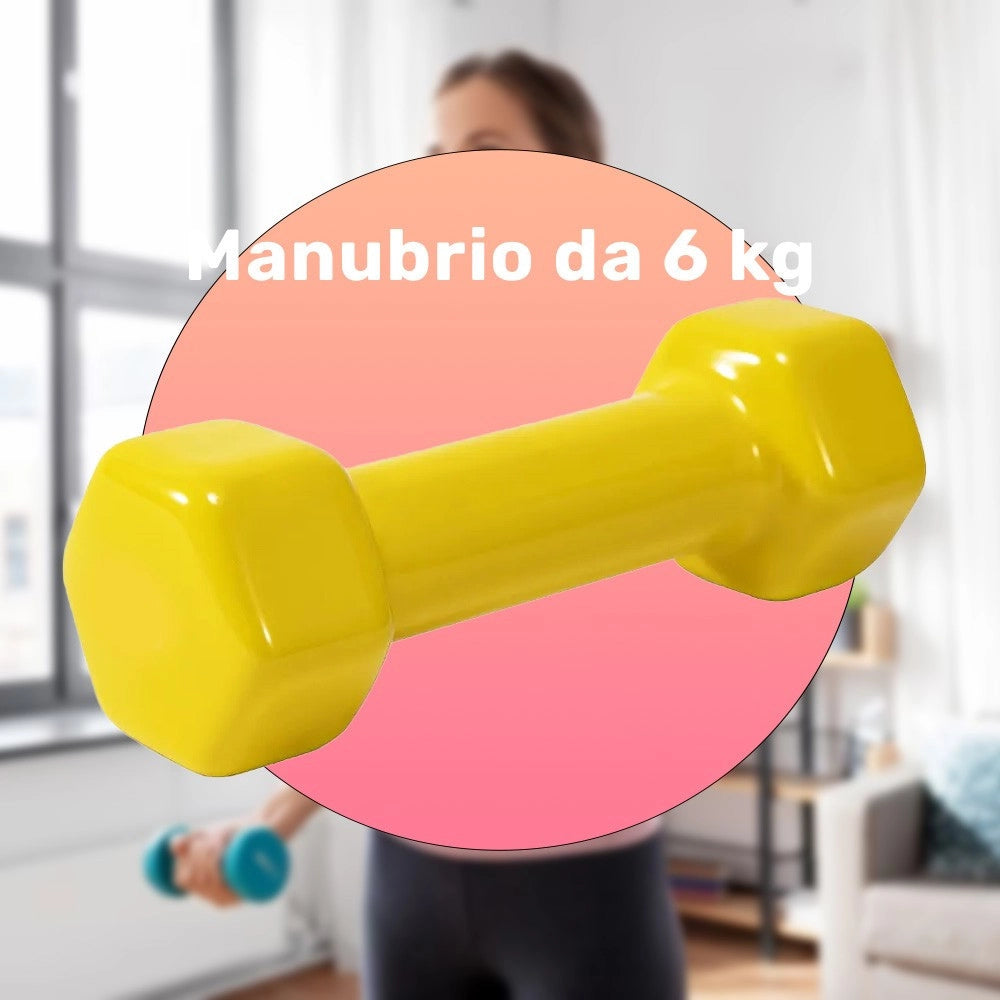 Trade Shop - Manubrio Singolo 6 Kg In Vinile Allenamento Esercizi Casa Palestra Workout Fit -