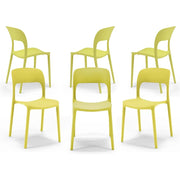 Set 6 sedie in polipropilene KATE, impilabile, resistente ai raggi UV, design moderno, ideale per sala da pranzo, cucina, sala d’attesa, bar, ristoranti o da esterno, colore Giallo Lime