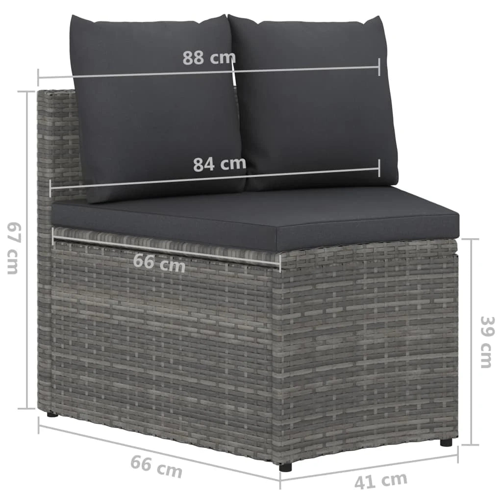 Set di mobili da giardino mobili da esterno 8 pezzi con cuscini resina intrecciata grigia 02_0017671