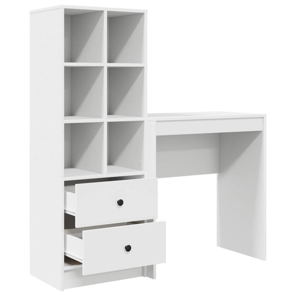 Scrivania con archiviazione in legno ingegnerizzato bianco