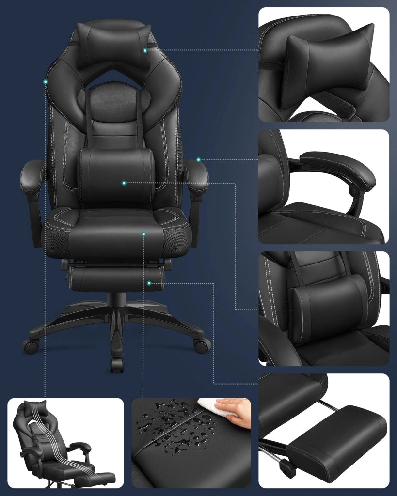 Sedia da gioco ergonomica nera altezza regolabile portata 150 kg 12_0005898
