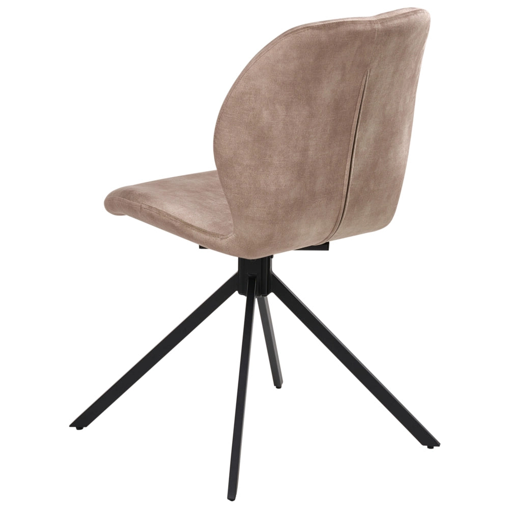 Set di 4 sedie da pranzo in velluto beige con gambe in ferro nero, girevoli a 180°, moderne e imbottite