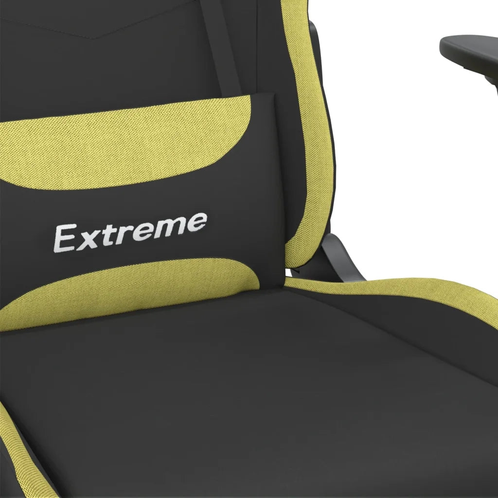 Sedia da Gaming Massaggio e Poggiapiedi Nero e Verde Chiaro cod mxl 76879