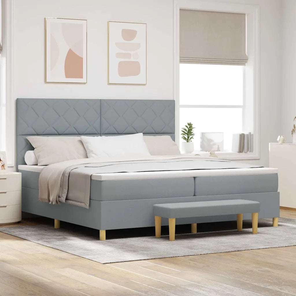 Letto a molle con materasso Grigio chiaro 200 x 200 cm Tessuto 3344401