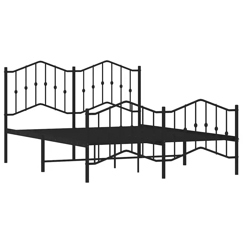 Giroletto con Testiera e Pediera Metallo Nero 150x200 cm 373809