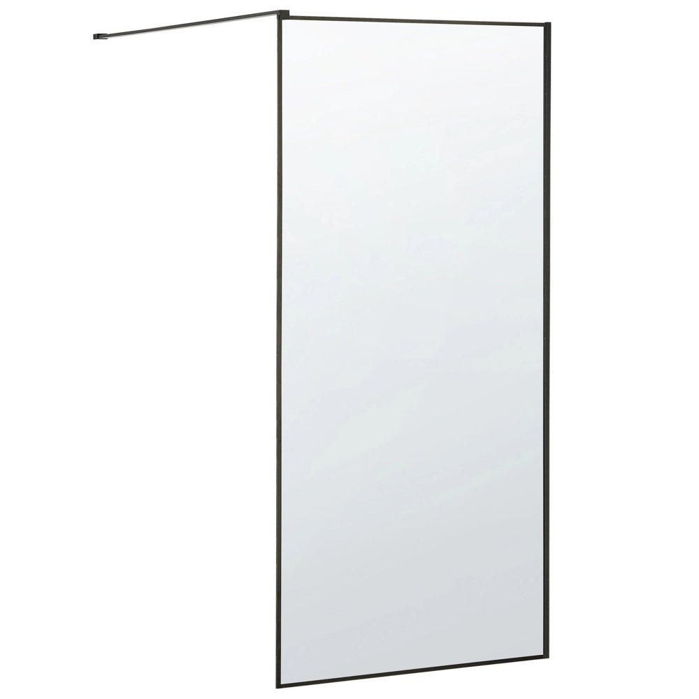 Schermo per doccia Vetro temperato Nero Cornice in acciaio inossidabile Bagno per ambienti umidi Box senza porta 90 x 190 cm
