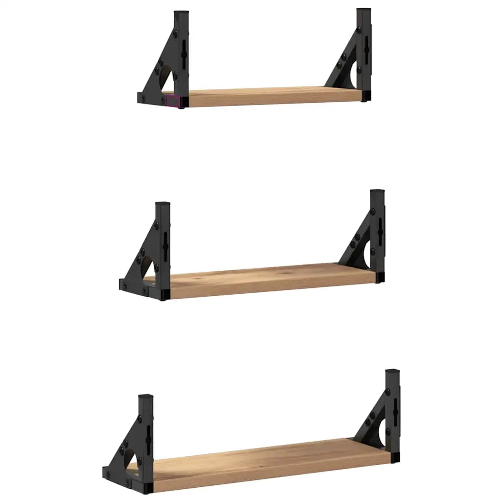 Scaffale da parete Montaggio a parete 3 pcs Quercia Fumosa 869097