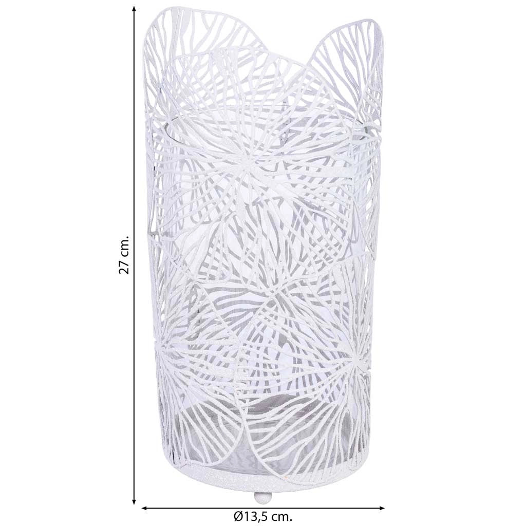 Portacandele in metallo bianco 13,5x13,5x27h cm