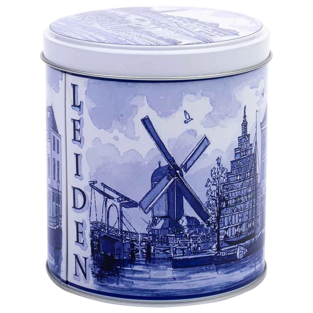 Contenitore in metallo blu e bianco D10x11,5h cm