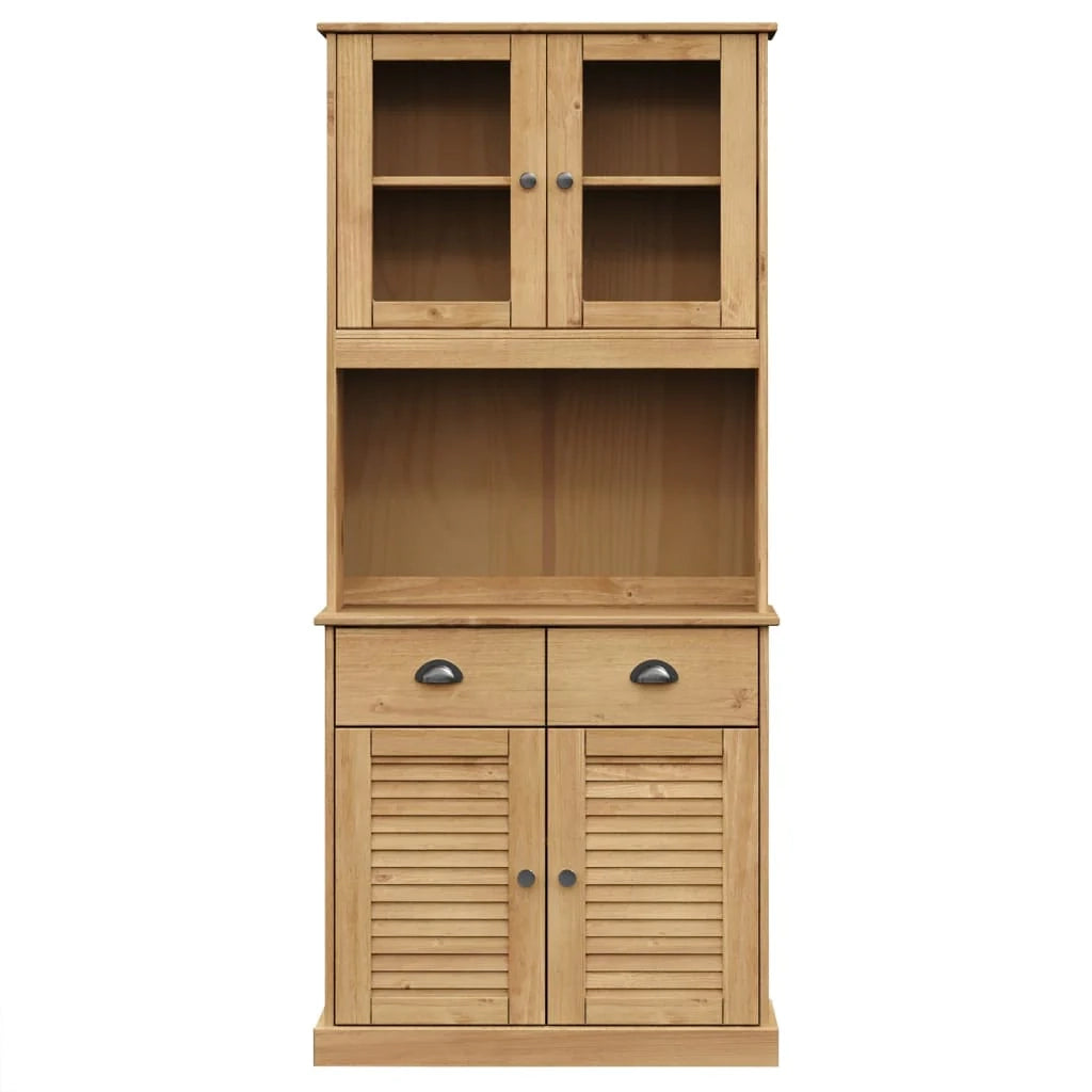 Buffet credenza cassettiera armadio mobile contenitore organizer cucina soggiorno salotto alto 78 x 40 x 175 cm legno di pino massiccio marrone 02_0035658