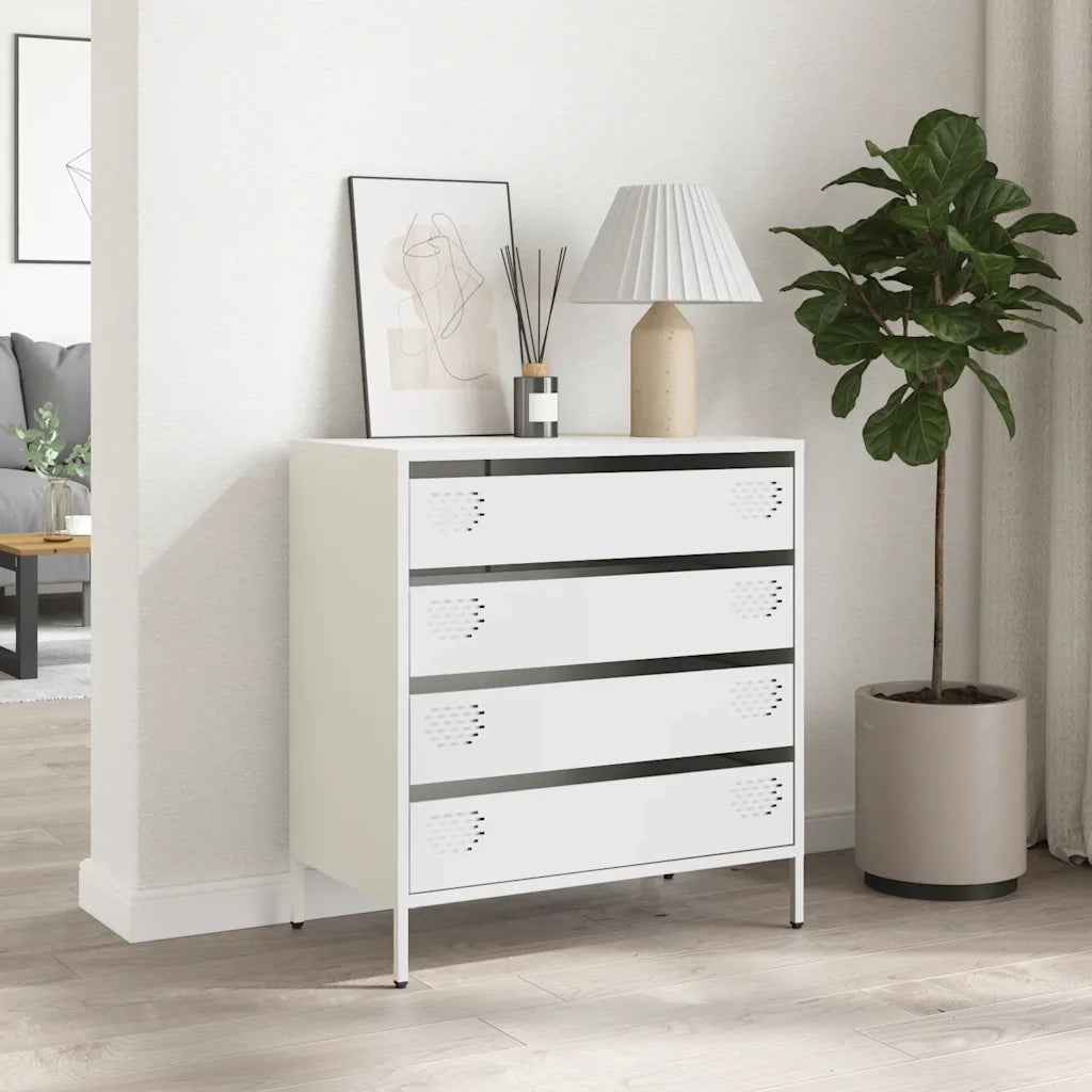 Credenza Bianca 68x39x73,5 cm in Acciaio Laminato a Freddo 851291