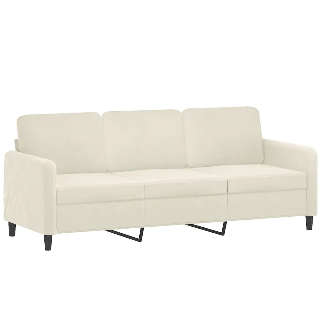 Set di Divani 3 pz con Cuscini Crema in Velluto 3202052