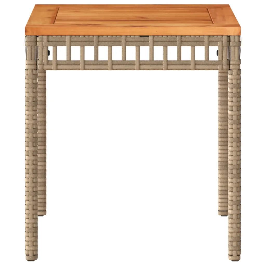 Tavolo Giardino Beige Misto 38x38x42 cm Polyrattan Legno Acacia 365865