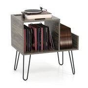 Supporto per giradischi 66 x 45 x 67 cm con comoda stazione di ricarica design moderno in legno grigio 20_0013707