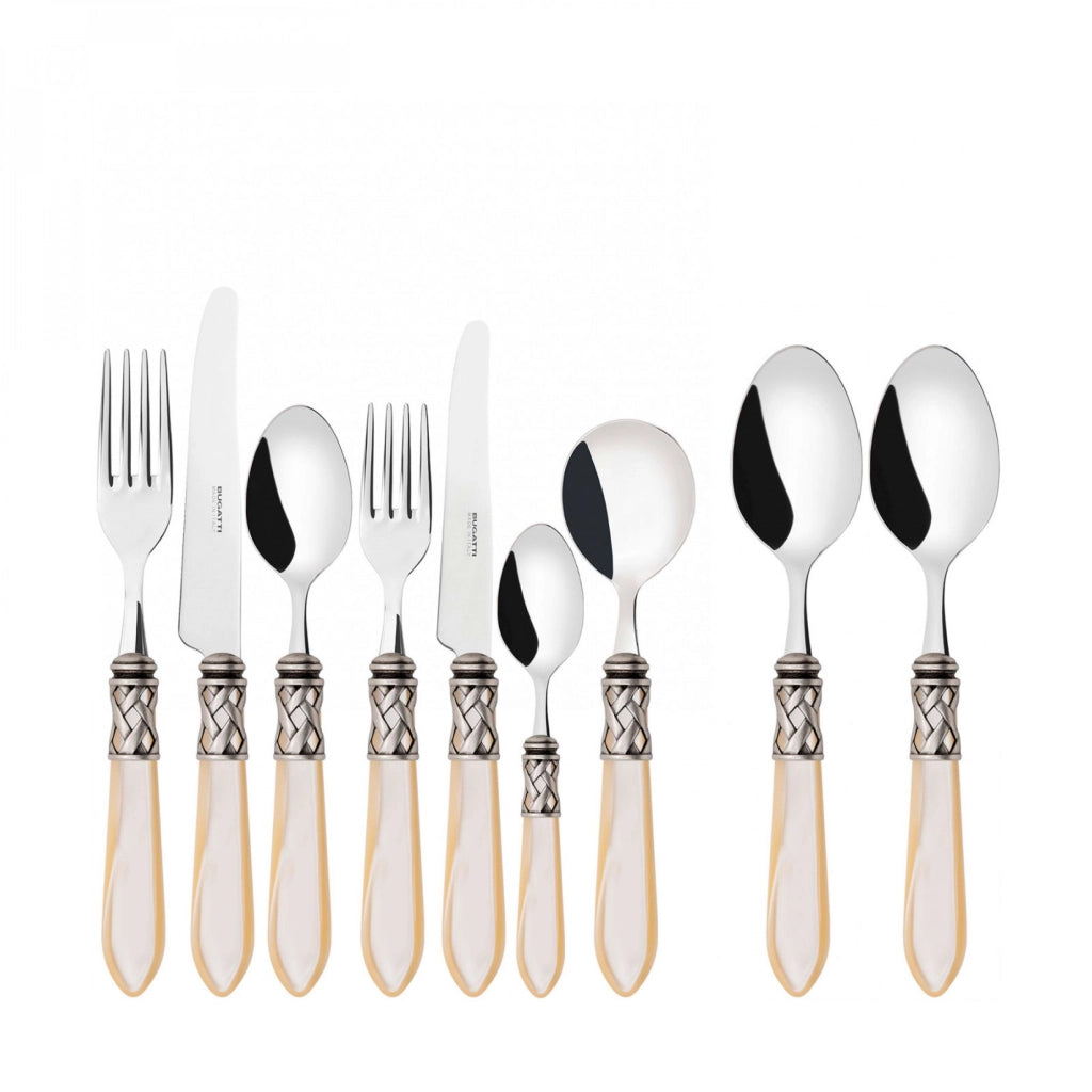 ALADDIN Ghiera Argento Anticato, Posate Set 44 Pz, Scatola
