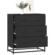 Credenza Rovere Nera 68x35x76 cm in Truciolato e Metallo 848969
