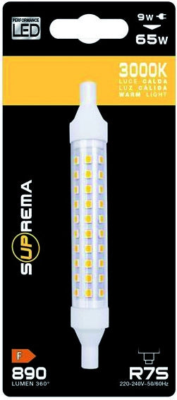 Suprema LAMPADA LED LINEARE R7S mm.118, Luce naturale 9 W - 890 lumen 12.00 pz