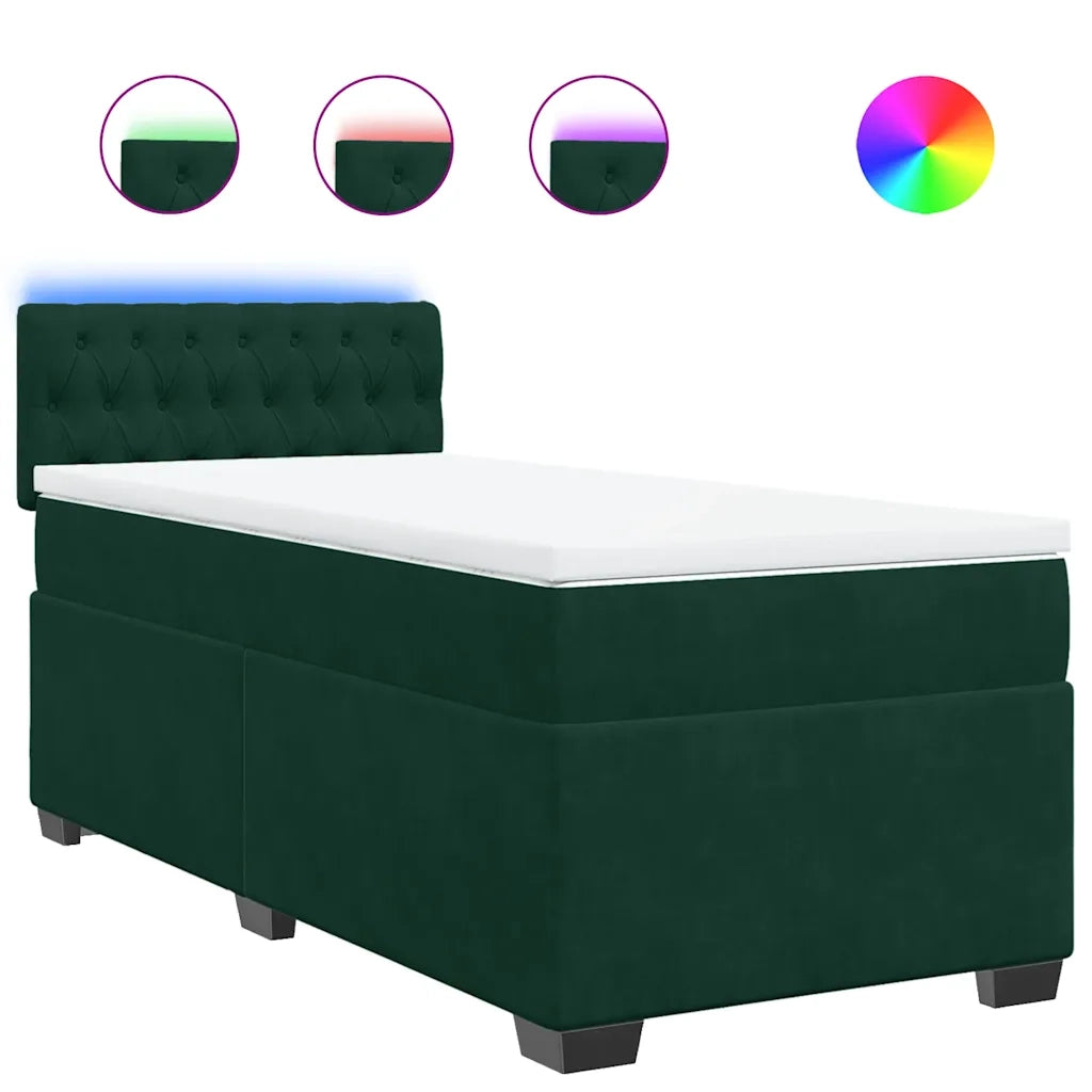 Giroletto a Molle con Materasso Verde Scuro 80x200 cm Velluto