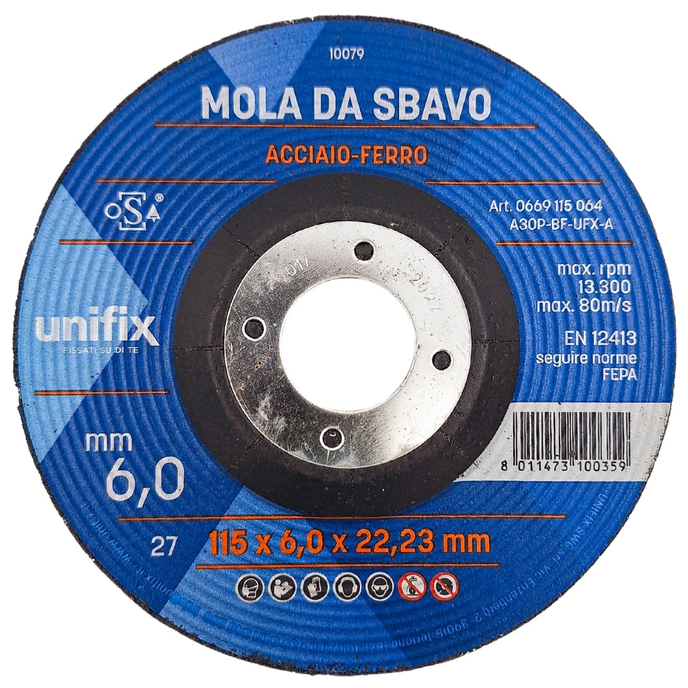 Mole da sbavo in acciaio per lavorazioni professionali Ø115 x 6,0 x 22 mm