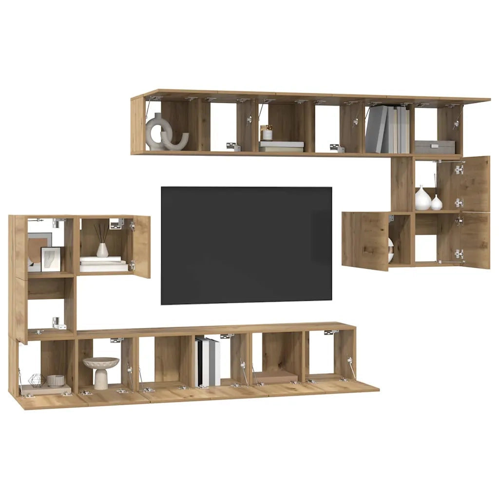 vidaXL Set mobile TV 10 pcs rovere artigianale 60 x 30 x 30 cm