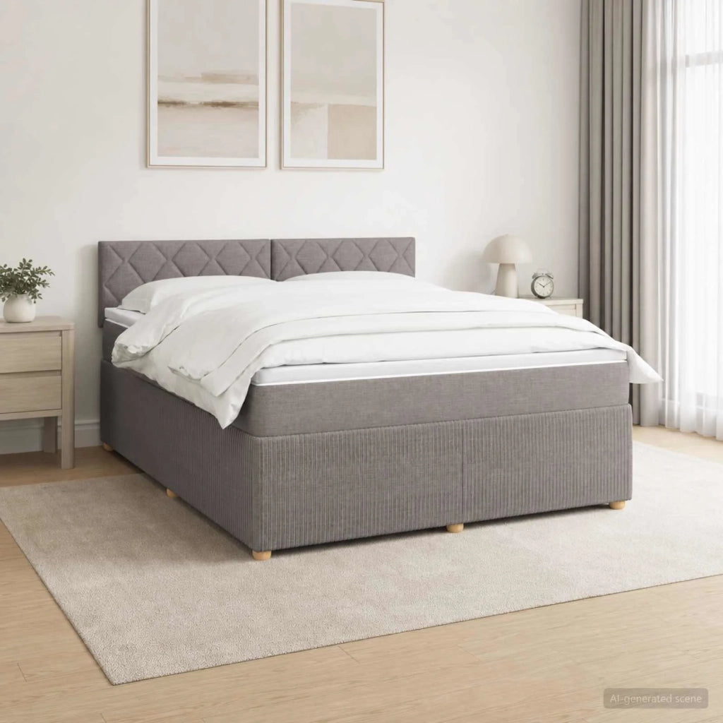 Letto box spring con materasso Tortora 160 x 200 cm Tessuto 3452978
