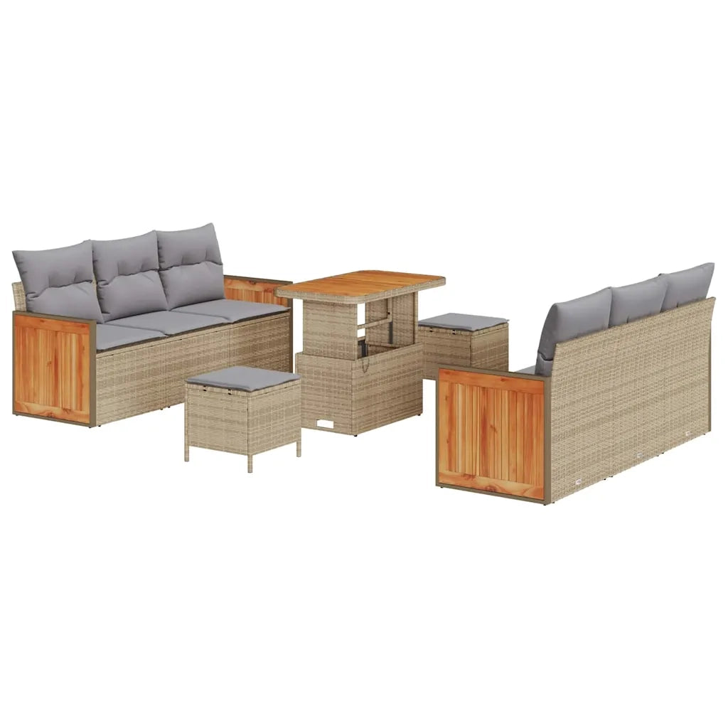 Set Divano da Giardino 11 pcs Beige e Grigio Chiaro polyrattan 3365212