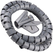 Trade Shop - Raccogli Cavo Spiralato Organizer Copri Fili Cavi Elettrici 2,5cm X 1,5mt Grigio -