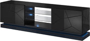 MOBILE TV SOGGIORNO CON LED BLU MODELLO QIU 200X42X57H NERO LUCIDO