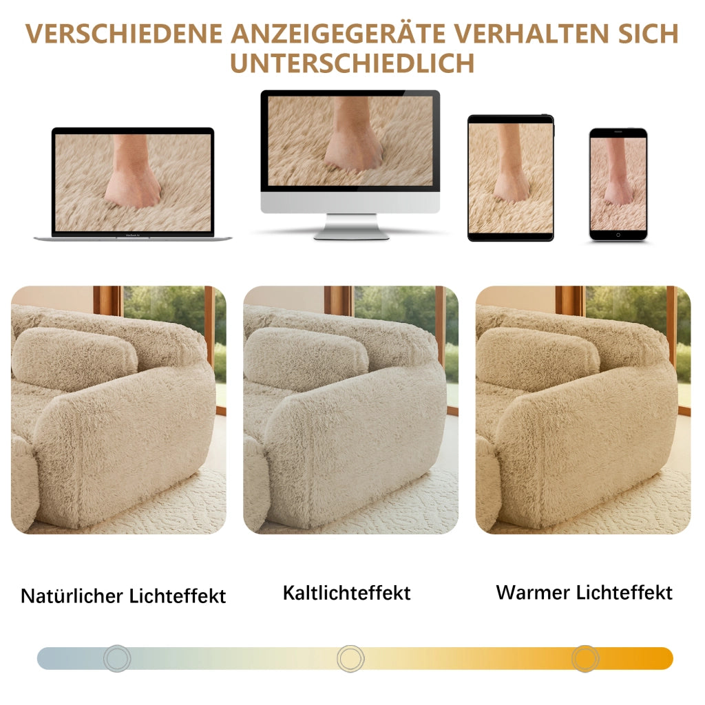 OKWISH Divano Modulare, Configurazione Flessibile a U o a L, Base Antiscivolo e Ottomana, Peluche, Cachi Chiaro