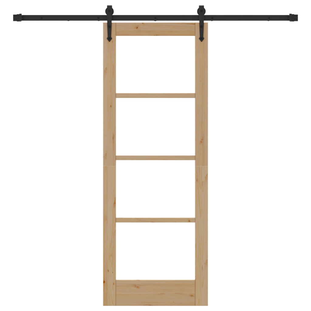 Set Porta Scorrevole  con Set Hardware 73,5x198,5 cm Legno Massello Pino