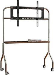 Sostegno TV Portatile in Acciaio Inox con Ruote e Cassettone di Ripostiglio (Chestnut)