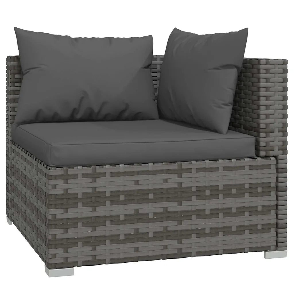 Set Divani da Giardino 4 pz con Cuscini in Polyrattan Grigio 317512