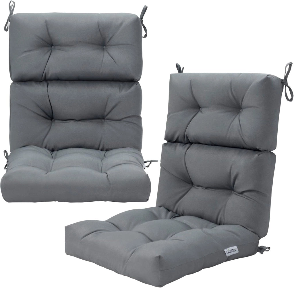 Cuscino Imbottito per Poltrona Sdraio Relax, Cuscino a 3 Pieghe per Sdraio e Lettino, Cuscino Prendisole con Corda, per Interno ed Esterno, 117 x 56 x 12 cm (2, Grigio)
