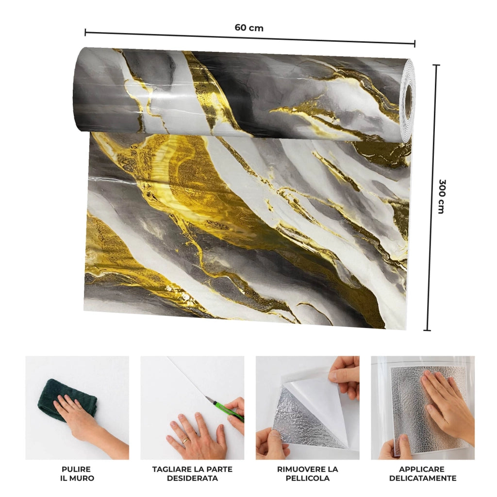 Carta Adesiva Da Rivestivmento 60x300 cm Pellicola Autoadesiva Impermeabile per Mobili, Pareti, Cucina, Tavoli e Top Cucina – Rivestimento Rimovibile per Superfici Lisce e DIY Disegno15