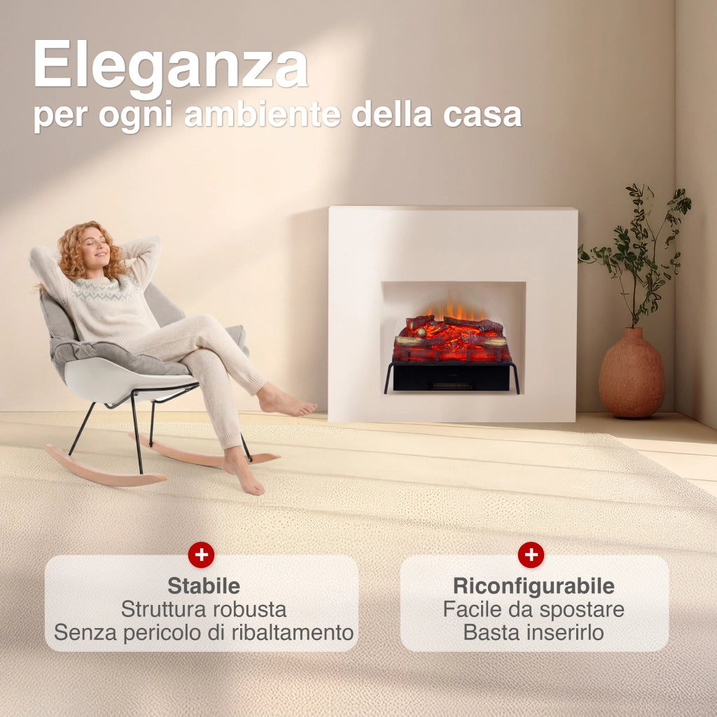 KAMINIO Camino elettrico NOAH - Inserto per caminetto elettrico con riscaldamento, effetto 3D, telecomando