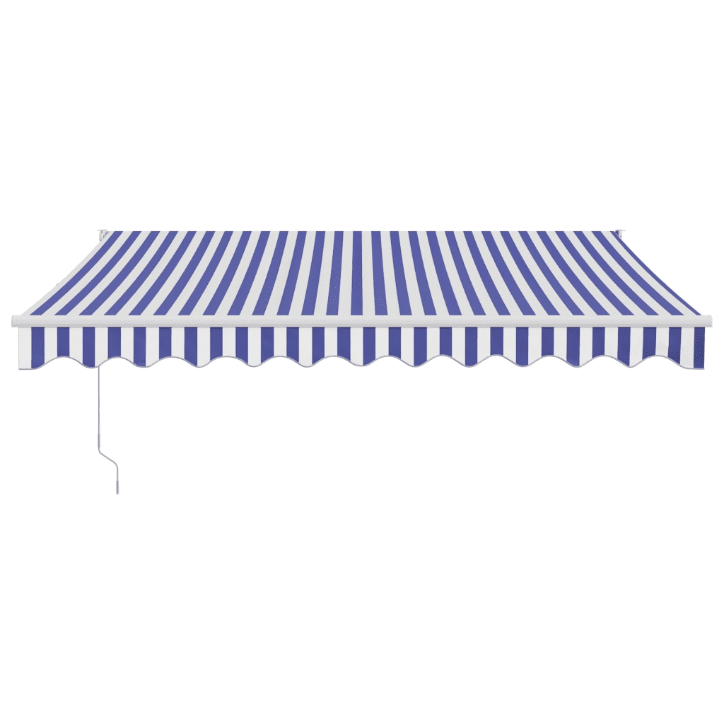 Tenda Sole Retrattile-Tenda parasole per balcone Blu e Bianca 3,5x2,5m Tessuto e Alluminio 810191