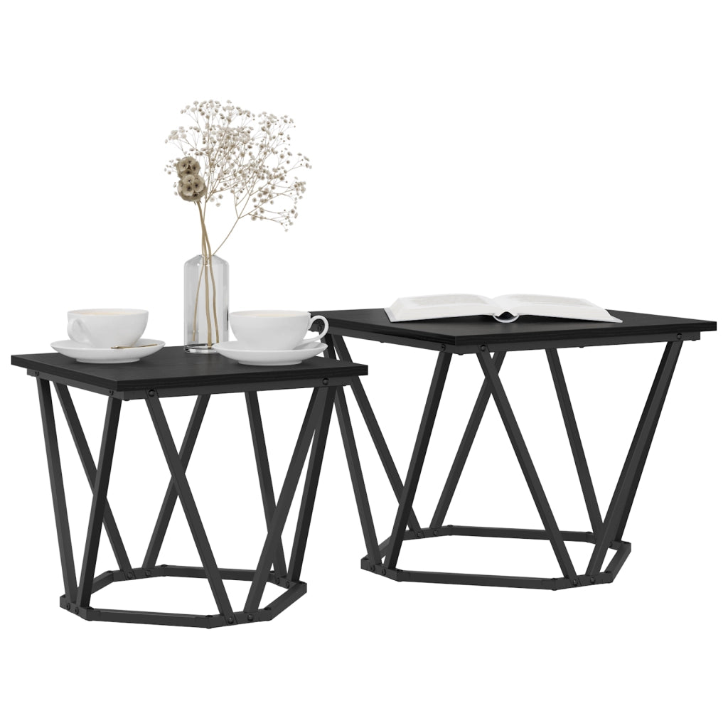 Tavolini 2 pz Nero Rovere Legno Ingegnerizzato