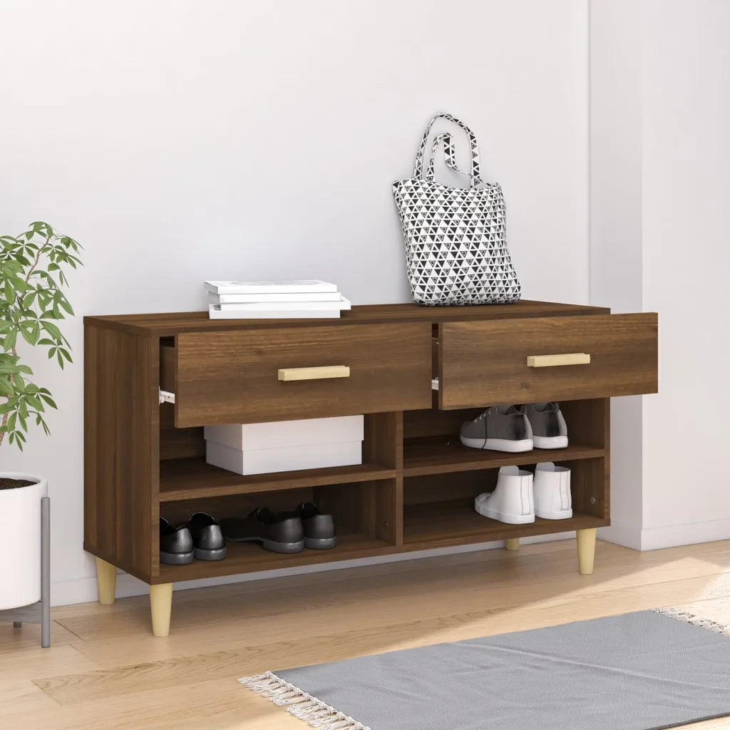 Scarpiera-Scaffale per scarpe Rovere Marrone 102x35x55 cm in Legno Multistrato